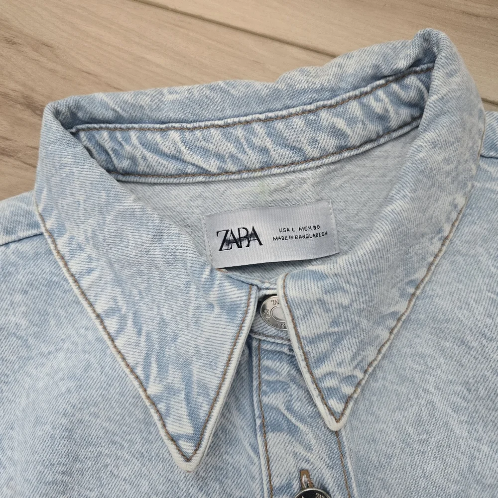 NEW Zara BUTTON DOWN LONG SLEEVE DENIM MIDI DRESS - Picture 13 of 15